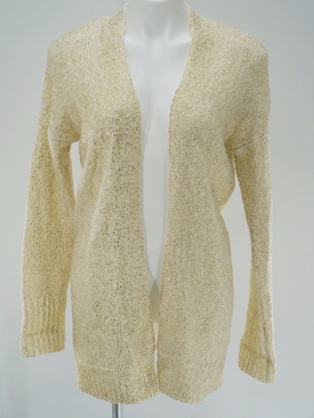 ruby moon Metallic Knit Scoop Neck Sweater - Cream with Gold Shimmer